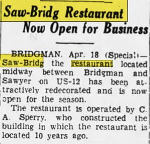 Saw-Bridg Restaurant - Apr 1940 Article